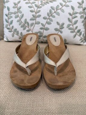 Style & Co. Metallic Taupe Thong Sandals